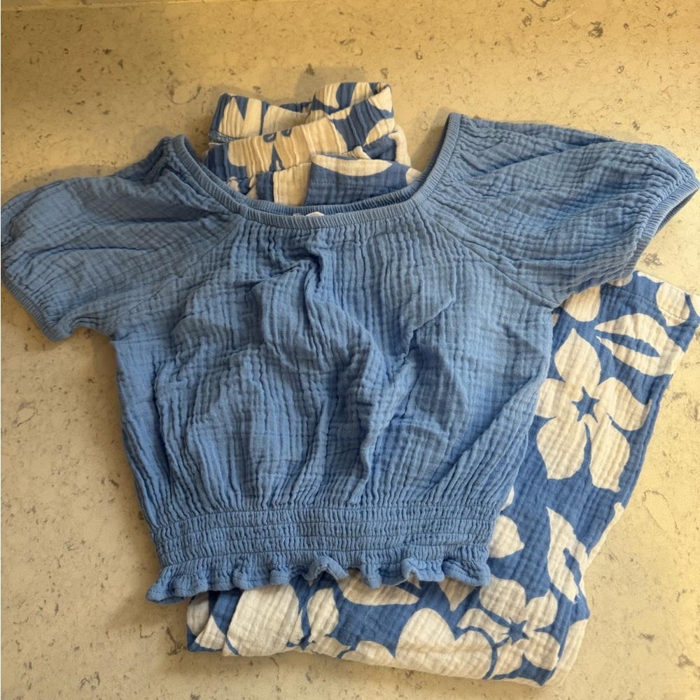 Grayson Threads Blue and White Kids Floral Set